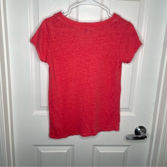 Boden Linen Notch Neck Jersey Top in Watermelon XS - Picture 5 of 13
